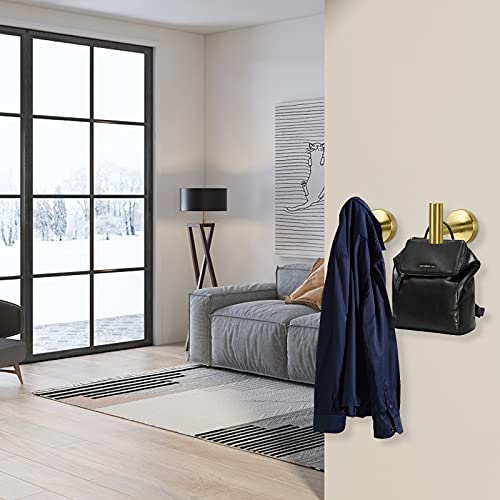 NearMoon Bath Towel Hooks- SUS 304 Stainless Steel Robe Hook Holder, Heavy Duty Coat Hook for Bathroom Livingroom Hotel Kitchen Garage, Wall Mounted (Brushed Gold, 4 Pack) - color: Brushed Gold, size: 4 Pack