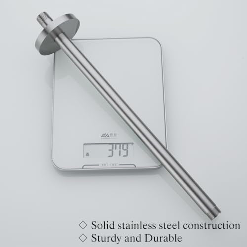 RANDOM Brushed Nickel Shower Arm with Flange 16 Inches Ceiling Mount Shower Head Extension Straight Arm Ceiling-Mounted For Fixed Shower Head.RD-91038-16BN - color: 16″ Brushed Nickel(Round Flange)