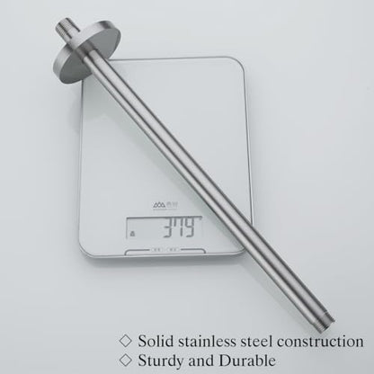 RANDOM Brushed Nickel Shower Arm with Flange 16 Inches Ceiling Mount Shower Head Extension Straight Arm Ceiling-Mounted For Fixed Shower Head.RD-91038-16BN - color: 16″ Brushed Nickel(Round Flange)