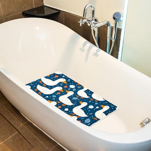 Baby Bath Mat Non Slip 26.8"x15.1" Bathtub Mat for Baby Eco Friendly Durable Bath Mat for Tub Non Slip Kids Tub Mat with Suction Cups, Geese Pattern - color: Multi 6
