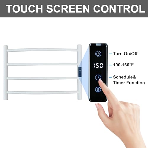 Electric Towel Rack with Voice Control for Alexa & Google Home,TUYA - Wall-Mounted Bathroom Heating Towel Warmer,Plug-in,Stainless Steel Material,16.54x23.62x5.51 in,White,4 Bars - color: White With Wifi, size: 4 Bar