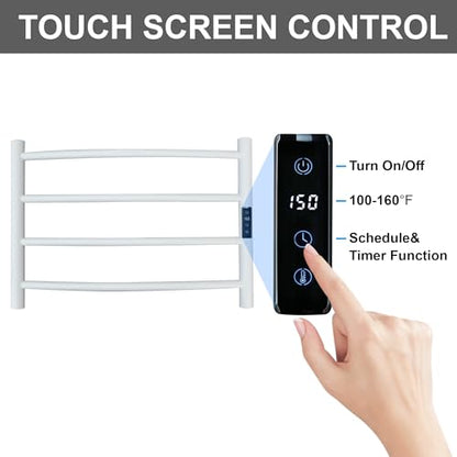 Electric Towel Rack with Voice Control for Alexa & Google Home,TUYA - Wall-Mounted Bathroom Heating Towel Warmer,Plug-in,Stainless Steel Material,16.54x23.62x5.51 in,White,4 Bars - color: White With Wifi, size: 4 Bar