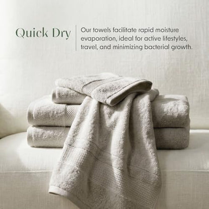 Luxury 100% Cotton Bath Towels Set | 6-Piece Set | Grey | 700 GSM | Premium Bath Towels | Ultra Soft Thick Plush & Highly Absorbent | Luxury Hotel & Spa Bathroom Towels - color: High Rise Grey, size: 6 Piece Set