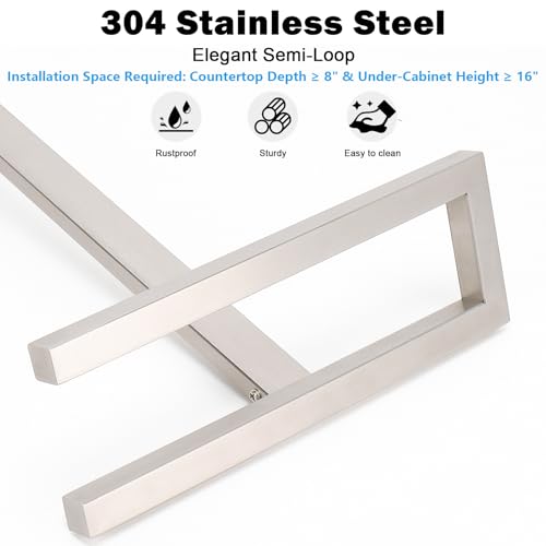 Livabber Standing Hand Towel Holder, 304 Stainless Steel Hand Towel Rack Stand with Heavy Marble Base, Bath Accessories, Towel Ring for Bathroom Kitchen Countertop, 14 Inch (Brushed Nickel) - color: Brushed Nickel