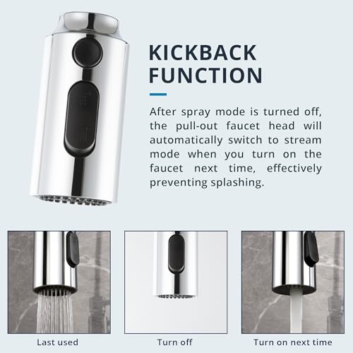 Pull Down Faucet Head Replacement Chrome, Pull Out Kitchen Faucet Spray Head Sprayer Sink Nozzle with 9 Faucet Adapter, American Standard for G1/2 Male Connector - color: Polished Chrome