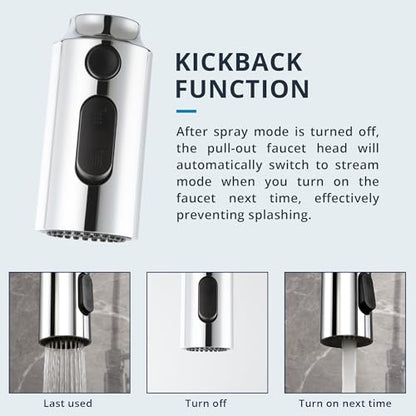 Pull Down Faucet Head Replacement Chrome, Pull Out Kitchen Faucet Spray Head Sprayer Sink Nozzle with 9 Faucet Adapter, American Standard for G1/2 Male Connector - color: Polished Chrome