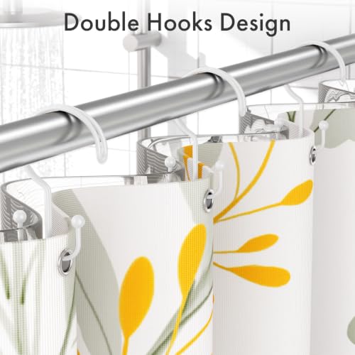 Bathway White Shower Curtain Hooks Ring, 12 Pcs Double Sided Shower Hooks, Rust Proof Metal Shower Hooks for Bathroom, Anti-Drop Shower Rings for Shower Curtain & Liners - color: White, style: Double-layer Shower Hooks