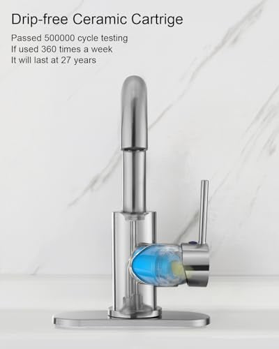 RKF Single-Handle Swivel Spout Bathroom Sink Faucet with Pop-up Drain with Overflow and Supply Hose,Bar Sink Faucet,Small Kitchen Faucet Tap,Brushed Nickel,BF3501P-BN - color: 3501-Brushed Nickel