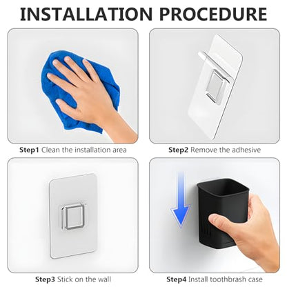 Toothbrush Holder Cup Wall Mounted Drill-Free for Bathroom Shower Electric Toothbrush Toothpaste Razor Holder Removable Waterproof Sturdy Self Draining, Tableware Holder for Kitchen(1pcs&Black) - color: Black-1pcs