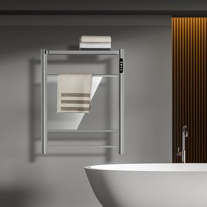 2 in 1 Towel Warmer Rack & Towel Rack Wall, Towel Warmers for Bathroom Wall – Timer & Temperature Multi-Level Adjustments with for Bathroom Shower Hot Tub (Grey) - color: Grey