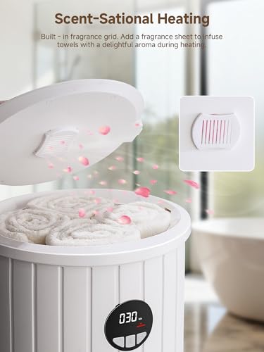 AAOBOSI Large Towel Warmers for Bathroom with Digital Display,20L 4 Timer& Auto Shut Off，Fast Warming, Blankets & Robes, Portable Electric Warmer for Bathroom,SPA，PJ's and More
