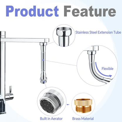 4.7" Flexible Faucet Hose with 3/4" Faucet Hose Adapter | Flexible Kitchen Sink Faucet Adapter to Garden Hose for Male 3/4 Inch & 55/64 Inch to 3/4 Inch GHT - color: Faucet Hose Adapter-C
