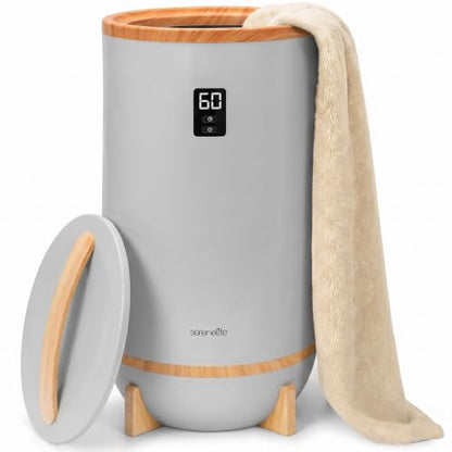 SereneLife Towel Warmers Bucket, with Customized Fragrance for Spa and Bathroom, Luxury Towel Heater Gifts for Him & Her, Auto Shut off, Fits 2 large Towels, Blankets, Bathrobes, PJ's (Grey) - color: Gray