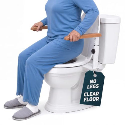 Lunderg Toilet Safety Rails for Seniors - Elegant, No Nursing Home Vibe | Easy Installation, Height-Adjustable & Wood-Finish Toilet Seat Handles - No Space Lost, Support for Elderly & Mobility Needs