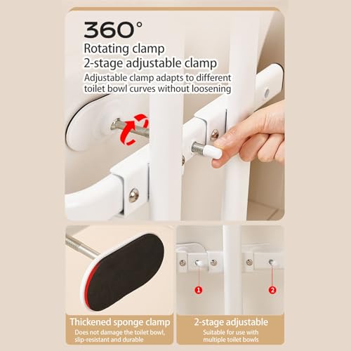 Toilet Safety Frame with Padded Arms & Adjustable Height Toilet Safety Rails for Seniors Support Rails Toilet Handles for Elderly and Disabled Easy-Clamp Installation