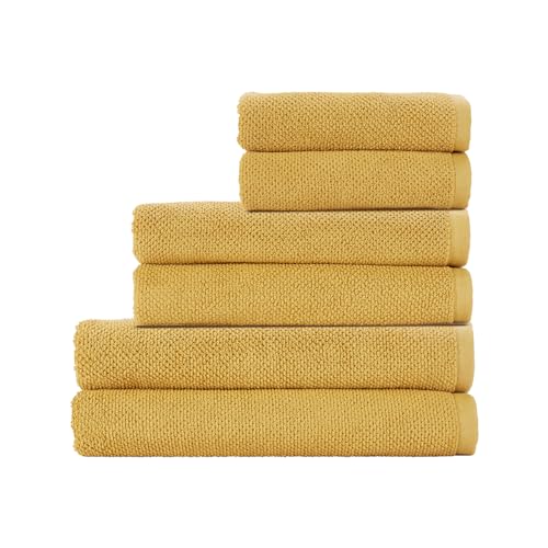 Christy Brixton 6 Piece Towel Set | Saffron Yellow | 100% Cotton | Ultra Soft | Super Absorbent | 600GSM | 2 Bath Sheets 2 Bath Towels 2 Hand Towels - color: Saffron, size: 2 Hand 2 Bath 2 Bath Sheet Set