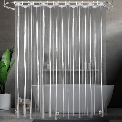 UFRIDAY Extra Wide Shower Curtain Liner 96 x72 inches,9G EVA Clear Shower Curtain Liner Shower Curtain with 5 Bottom Magnets and 16 Grommet Holes, Transparent,Waterproof - size: 96"W x 72"L (Pack of 1)