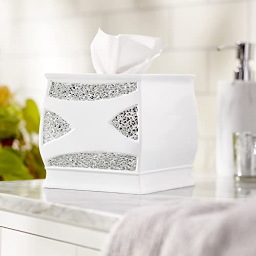 Popular Bath Sinatra Modern Bath Tissue Box Modern Classic Contemporary Decorative Beautiful Designs Bathroom Decor for Home Luxury Bath, White - size: Tissue Box