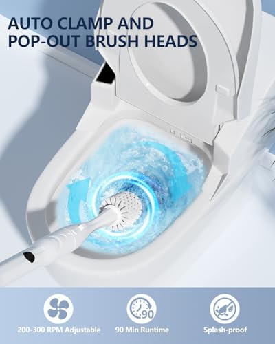 Leebein Electric Toilet Brush and Holder Set, Electric Toilet Bowl Scrubber Kit with 8 Replaceable Brush Heads, Disposable Toilet Brush with 6 Wand Cleaner Refills, 2 Pcs Crevice Cleaning Brush - color: White2
