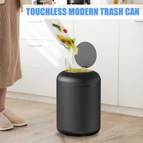 URALFA Motion Sensor Trash Can with Lid, 3 Gallon / 11 L Automatic Bathroom Trash Can, Touchless Trash Bin, Smart Plastic Garbage Can for Bedroom, Kitchen, Living Room, Office, Black - color: Black, style: Automatic