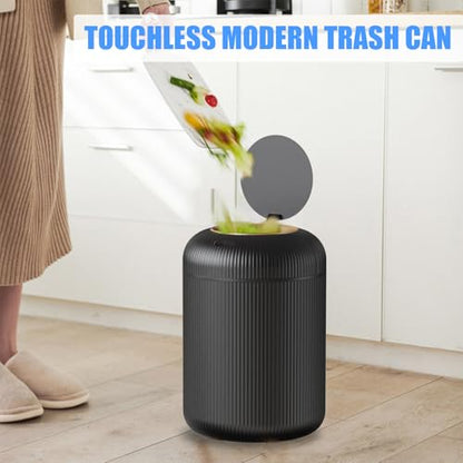 URALFA Motion Sensor Trash Can with Lid, 3 Gallon / 11 L Automatic Bathroom Trash Can, Touchless Trash Bin, Smart Plastic Garbage Can for Bedroom, Kitchen, Living Room, Office, Black - color: Black, style: Automatic
