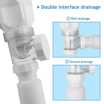 Bathroom White 2 Pack Sink Drain Kit, with Flexible Expandable P-Trap Sink Drain Pipe, Fits 1-1/4",1-1/2" and 2'' Drain Hole, Built-in Anti-Clogging Stopper, Anti-Odor With Overflow - color: White With Overflow, style: 2 Pack