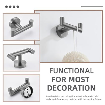 Angle Simple Double Towel Hook, SUS304 Stainless Steel Bathroom Robe Hook for Wall, Hand Towel Holder, Gunmetal Gray - color: Gunmetal Gray, size: 1 Pack