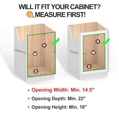 2-Tier Cabinet Pull Out Shelves, 14" W x 22" D, Chrome | Heavy-Gauge Wire Kitchen Cabinet Organizer, 100 lbs Capacity, Ball-Bearing Glides, Min 15" Opening, For Tupperware & Bowls - size: 14 x 22 Inch