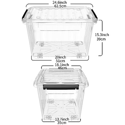 Cetomo 85Qt Plastic Storage Bin with Wheels, Stackable Storage Box with Lid, Organizer, Container for Home, Office, Drom, PP, BPA-Free, Nestable, Clear, 85Quart-6 Pack - size: 85Qt*6