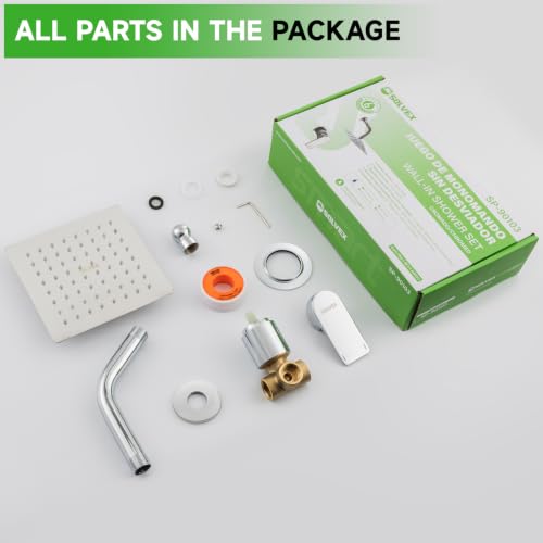 SOLVEX Shower Faucet Set with Valve Rain Shower System Head Stainless Steel Wall Mount Single Handle Shower Trim Kit 6 Inch High Pressure Shower Head Chrome SP-90103 - color: Chrome