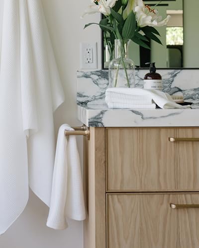 Cozy Earth Waffle Hand Towels, Mini Textured Waffle Weave Pattern | 60% Cotton 40% Viscose from Bamboo Hand Towels 20 x 30 Inches, Soft and Absorbent Terry, 2 Pack White - color: White, size: Hand Towel