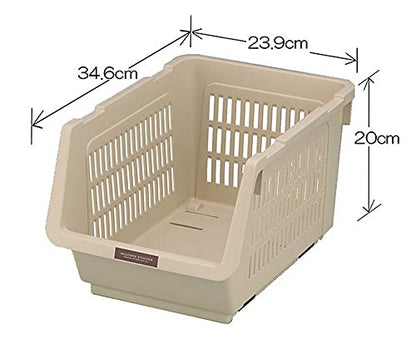 JapanBargain 3027, Japanese Stackable Storage Bin Kitchen Pantry Organizers Food Basket for Fruit Potato Condiments and Spices, Made in Japan
