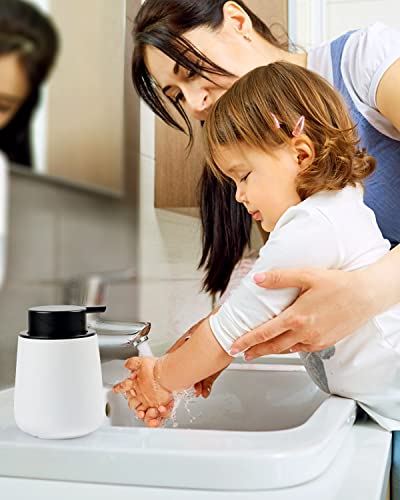 Bosilunlife 12Oz Ceramic Foam Soap Dispenser for Bathroom Kitchen Counter | Premium countertop foam pump creates delicate dense foam, stable desktop placement,Matte White - color: Matte White