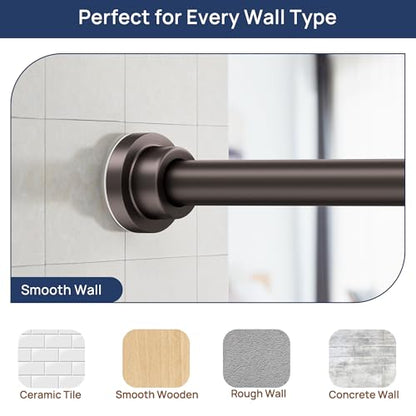 ENJOYBASICS 2 Pack Tension Curtain Rod, 32-66" Adjustable, Stable, Bronze | Secure Hold with Strong Spring & Non-Slip Ends, No-Drill, No Tools, Sag-Resistant, Waterproof, Fits Windows, Showers & Closet - color: Bronze, size: 32-66"