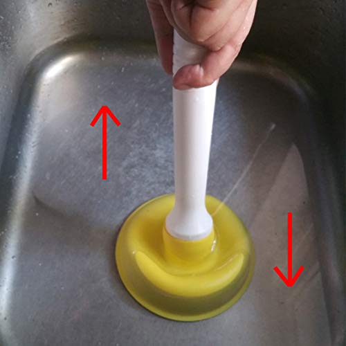 Drain Plunger, Mini Sink Unclogger, Small 4-Inch Clog Remover | Rubber Cup Hand Plumber Helper, Force Tiny Compact Tool with 9" Short Handle for Kitchen Bathroom, Toilet, Shower, Bath Tub - color: Green + Yellow