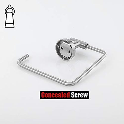 JQK Towel Ring, Stainless Steel Square Ring Towel Holder for Bathroom, 6 Inch Brushed Finished Wall Mount, TR140-BN - color: Brushed