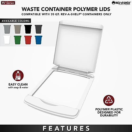 Rev-A-Shelf 35 Qt Under Sink Garbage Can Lid for Base Kitchen and Bathroom Cabinet, Replacement Plastic Trash Bin Lid Only, Green, RV-35-LID-G-1 - color: Green, size: 35 QT