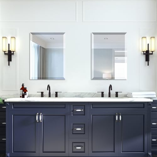 Beveled Mirror 18x24 Frameless Bathroom Wall Mirror Shatterproof | Modern Wall Mount Vanity Mirror, Hangs Horizontally or Vertically, for Over Sink, Living Room, Bedroom, Upgraded Packing - size: 18"L x 24"W