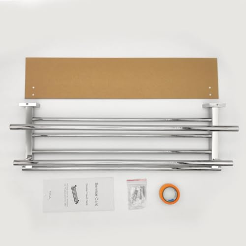 Bathroom Towel Rack with Double Towel Bar Bathroom Hotel Shower Shelf SUS304 Stainless Steel Modern Wall Mounted Holder 28 Inch Polished Chrome - color: Polished Chrome, size: 28 Inch/ 70cm