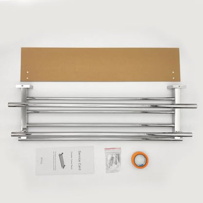 Bathroom Towel Rack with Double Towel Bar Bathroom Hotel Shower Shelf SUS304 Stainless Steel Modern Wall Mounted Holder 28 Inch Polished Chrome - color: Polished Chrome, size: 28 Inch/ 70cm