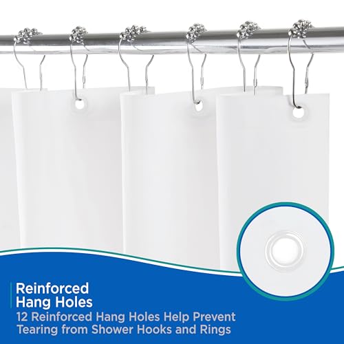 Kenney KN61430 Lightweight 3 Gauge Waterproof PEVA Shower Curtain Liner with Durable Eyelet Hang Holes and Weighted Magnetic Hem for Bathroom, 70" W x 72" H, White, 1-Pack - color: White, size: 70"W x 72"L (Pack of 1)