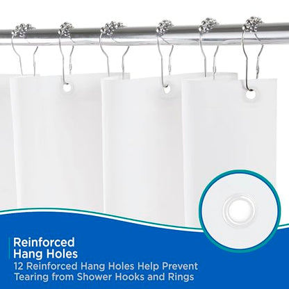 Kenney KN61430 Lightweight 3 Gauge Waterproof PEVA Shower Curtain Liner with Durable Eyelet Hang Holes and Weighted Magnetic Hem for Bathroom, 70" W x 72" H, White, 1-Pack - color: White, size: 70"W x 72"L (Pack of 1)
