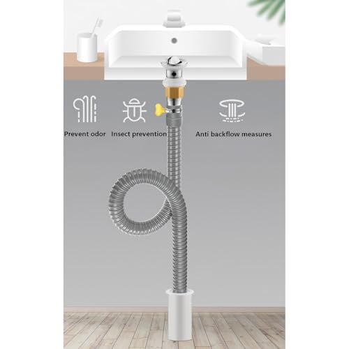 Qrity 1PCS Flexible Drain Pipe, 17.7"(450mm) Bathroom Sink Drain Pipe for Kitchen Sinks and Shampoo Bowls - style: Style-A