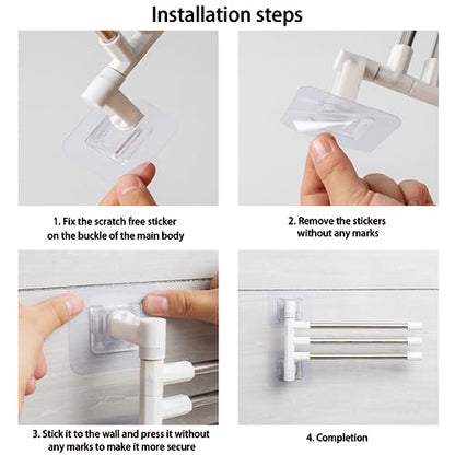 Swivel Towel Rail, 2PCS Folding Towel Holder 5-Arm Towel Rack Wall Mounted Stainless steel Towel Hanger Towel Storage Rack Towel Rails for Bathroom Toilet Kitchen