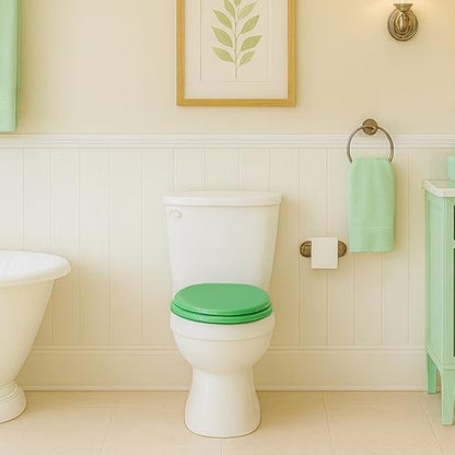 Toilet Seat, Slow Close, Soft Touch, Ultra-Smooth Matte Finish (No Orange-Peel Texture), Premium Moulded Wood, Quick Release, PIKLiDS (Green, Elongated) - color: Green, size: Elongated