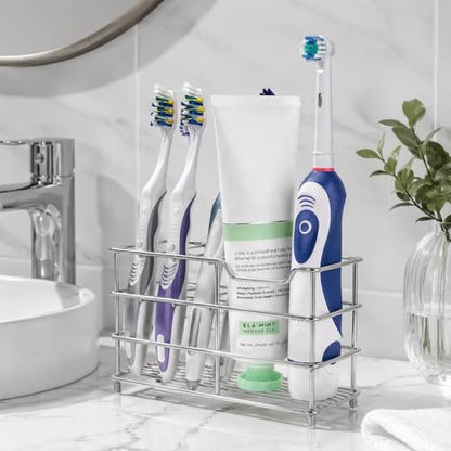 Linkidea Stainless Steel Toothbrush Holder Stand for Shower, Bathroom, Wall Mount/Countertop 7 Slot Organizer for Manual Toothbrush, Compatible with Colgate Extra Clean, Oral-B CrossAction - size: Medium