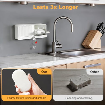 Strong Adhesive Hook Wall-Mounted Soap Dish Holder, 2-Layer Draining Tray with Removable Container, Keeps Soap Dry for Bathroom, Shower, Sink, Kitchen- Space Saver (1-Pack White-Dual Compartment) - color: 1-pk White-dual Compartment