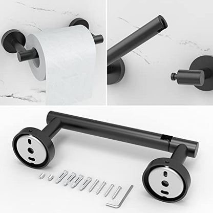 RARXTR 6 PCS Bathroom Hardware Set, Including 16" Hand Towel Bar, Toilet Paper Holder, Towel Ring, Robe Towel Hooks, Bathroom Accessories Kit(Matte Black) - color: Matte Black, size: 6-Piece