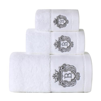 Luxury Bathroom Super Soft and Highly Absorbent Premium 100% Cotton Bath Towel Set for Gifts (White-B) - color: White-b