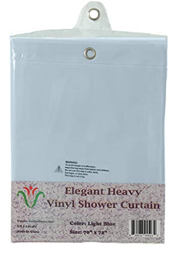 Elegant Heavy Duty Vinyl Shower Curtain Liner with 12 Metal Grommets Light Blue - color: Light Blue